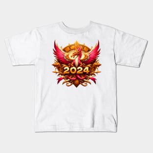 Wooden Gold Pink Dragon 2024 Kids T-Shirt